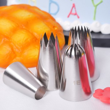 4 Pcs Large Icing Piping Nozzle Russian Pastry Tips Baking Tools Cakes Decoration Set Stainless Steel Nozzles Cupcake