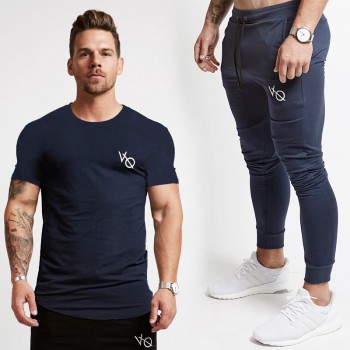 Brand 2018 Spring Summer Mens Fashion Sportswear VQ Shirt +Joggers Sets Clothes Track Tracksuits Male Plus Size Men Set Drop Sh