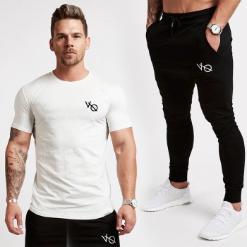 Brand 2018 Spring Summer Mens Fashion Sportswear VQ Shirt +Joggers Sets Clothes Track Tracksuits Male Plus Size Men Set Drop Sh
