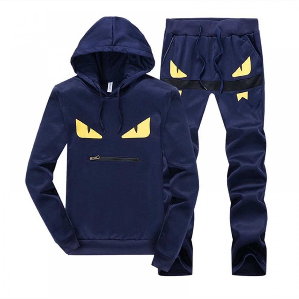 Cotton Men Tracksuit Sportwear Two Piece Sets Hot Autumn Pullover Hoodies + Pants Suit Male Hoodies Set Printing Sweatshirts