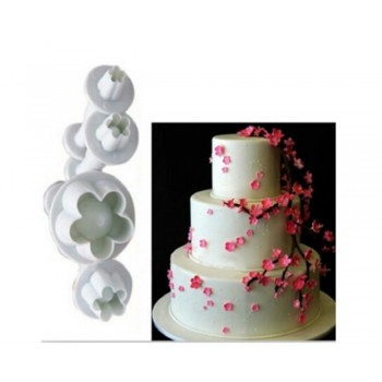 4pcs cookie cutter Plum Blossom Spring Sugar Plunger Fondant Silicone mould Bakeware pastry utensil kitchen gadgets Cake Decor