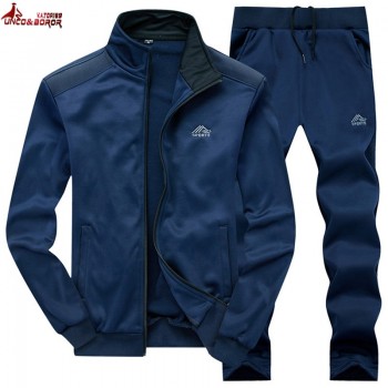 UNCOamp;BOROR new Fashion Spring Autumn Men Sportswear 2 Piece Set Sporting Suit Jacket+Pant Sweatsuit Men Clothing Tracksuit Set