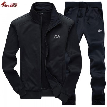UNCOamp;BOROR new Fashion Spring Autumn Men Sportswear 2 Piece Set Sporting Suit Jacket+Pant Sweatsuit Men Clothing Tracksuit Set