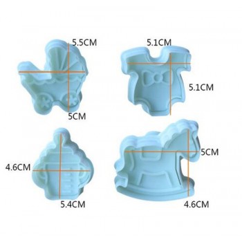 4Pcs Baby Type Plastic Baking Mold,Kitchen Biscuit Cookie Cutter Pastry,Plunger 3D Stamp Die Fondant Cake Decorating Tools