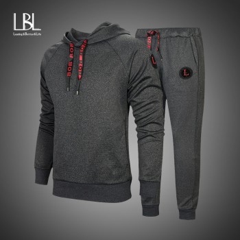 Men Two Pieces Set New Fashion Hooded Sweatshirts Sportswear Men Tracksuit Hoodie Autumn Men Brand Clothes Hoodies+Pants Sets