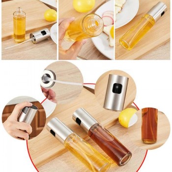 Stainless Steel Oil Spray Bottle Barbecue Water Vinegar Sprayer fuel Injector Glass Pot for Kitchen Tools Accessories