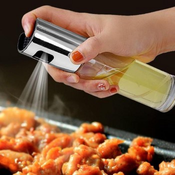 Stainless Steel Olive Oil Sprayer Kitchen Oil Spray Bottle Pump Glass Oil Pot Leak-proof Drops Oil Dispenser BBQ Cooking Tools
