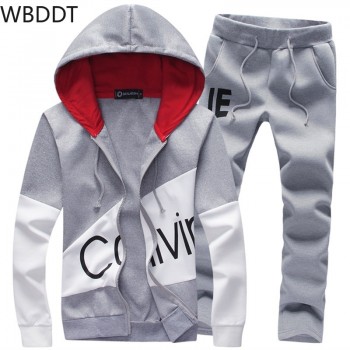 WBDDT 2018 Mens Suits Two Set Sporting Men Warm Hoodies and Long Pants Tracksuit Track Letter Size Sweatsuit Male 5XL Sets