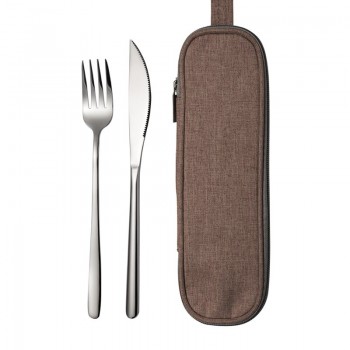 JueQi Tableware Set Cutlery Stainless Steel 304 Utensils Kitchen Dinnerware include Knife Fork TeaSpoons Camping Tableware Bag