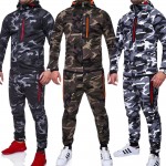 ZOGAA Men Sets Track Suit 2018 Camouflage Jacket Camo Print Tracksuit Matching Sportswear Hoodie Coat Pants Sweatsuit Military