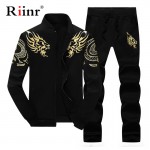 Mens Tracksuit Outwear Hoodie Set 2 pieces Autumn sporting track suit male Fitness Stand Collar Sweatshirts Jacket+Pants Sets