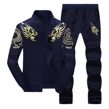 Mens Tracksuit Outwear Hoodie Set 2 pieces Autumn sporting track suit male Fitness Stand Collar Sweatshirts Jacket+Pants Sets
