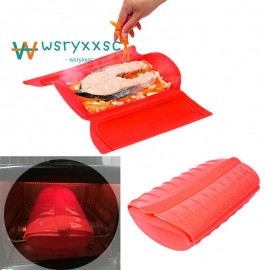 Spanish Steamed Fish Bowl Silicone Cooking Box Microwave Cooking Bowl Lunch Box Steaming Box Kitchen Tableware Holder Z0185