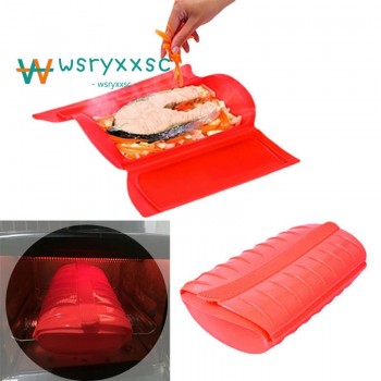 Spanish Steamed Fish Bowl Silicone Cooking Box Microwave Cooking Bowl Lunch Box Steaming Box Kitchen Tableware Holder Z0185