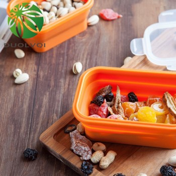 Duolvqi Silicone Lunch Box Portable Bowl Colorful Folding Food Container Lunchbox 350/500/800/1200ml Eco-Friendly