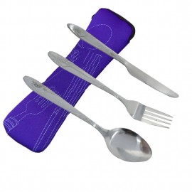 iTECHOR Stainless Steel Cutlery Set Dinnerware Sets Lightweight Outdoor Portable Tableware Set with Cloth Bag Lunch Tools Set