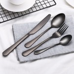 Wholesale Black Cutlery Set Stainless Steel Dinnerware Tableware Silverware Sets Dinner Knife and Fork Drop Shipping