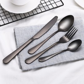Wholesale Black Cutlery Set Stainless Steel Dinnerware Tableware Silverware Sets Dinner Knife and Fork Drop Shipping