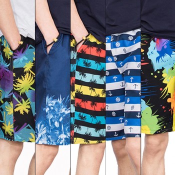 Mens Casual Quick-Drying Beach Pants Summer Pants Knee Length Pants