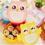 Top qualitity kawaii Candy Color Owl Lunchbox Microwave Oven Bento Container Case Dinnerware for kid  food box