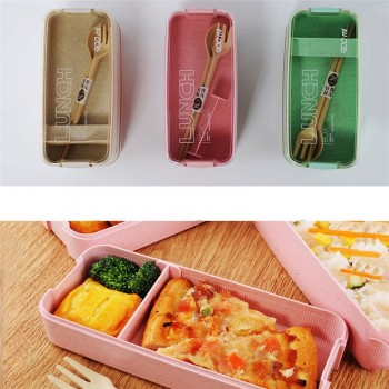 900ml Healthy Material Lunch Box 3 Layer Wheat Straw Bento Boxes Microwave Dinnerware Food Storage Container Lunchbox
