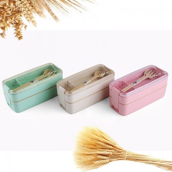 900ml Healthy Material Lunch Box 3 Layer Wheat Straw Bento Boxes Microwave Dinnerware Food Storage Container Lunchbox