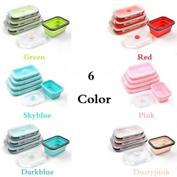 3/4PCS Set Foldable Silicone Food Lunch Box Fruit Salad Storage Food Box Container Dinnerware Conveniently Lunch Box