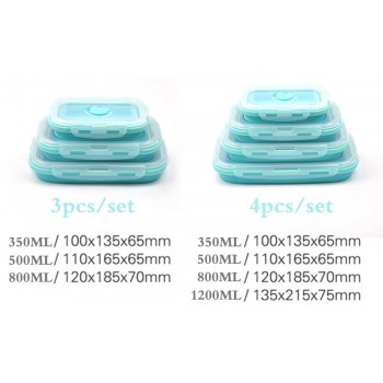 3/4PCS Set Foldable Silicone Food Lunch Box Fruit Salad Storage Food Box Container Dinnerware Conveniently Lunch Box