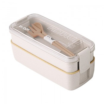 750ml Healthy Material 2 Layer Lunch Box Wheat Straw Bento Boxes Microwave Dinnerware Food Storage Container Lunchbox