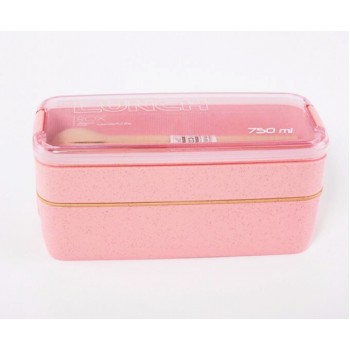 750ml Healthy Material 2 Layer Lunch Box Wheat Straw Bento Boxes Microwave Dinnerware Food Storage Container Lunchbox