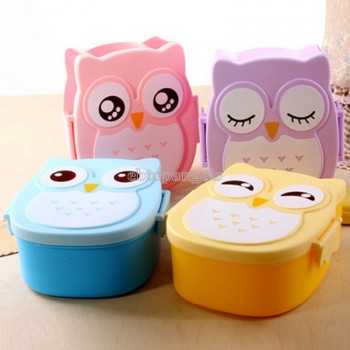Owl Portable Bento Plastic Cute Cartoon Food Fruit Storage Container box