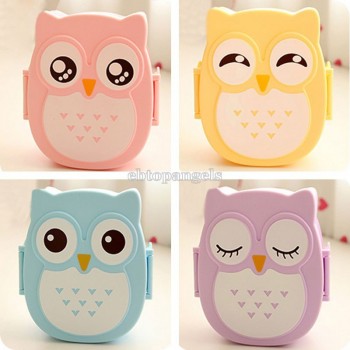 Owl Portable Bento Plastic Cute Cartoon Food Fruit Storage Container box