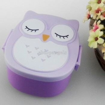 Owl Portable Bento Plastic Cute Cartoon Food Fruit Storage Container box