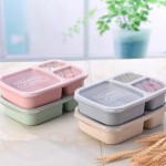 Lunch Wheat Straw Box 3 Grid With Lid Microwave Food Box Biodegradable Storage Container Lunch Bento Boxes Dinnerware Set