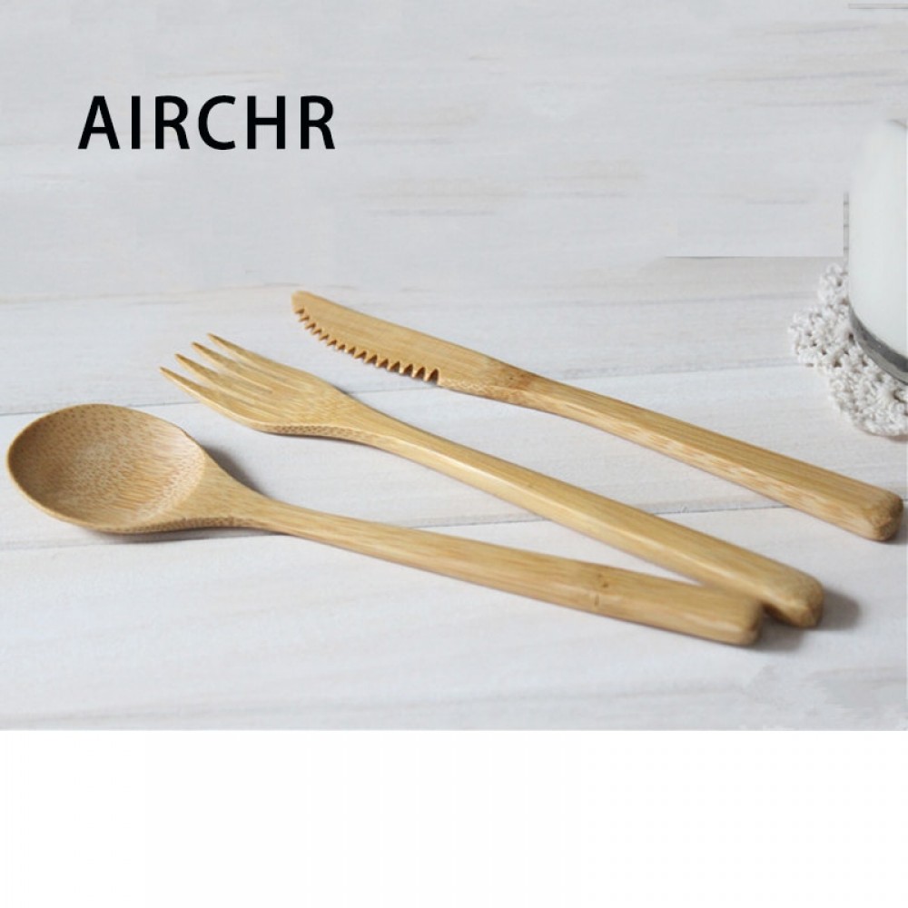 AIRCHR NEW ARRIVAL Bamboo Tableware 30pcs(10 set) 100% Natural Bamboo Spoon Fork Knife Set Wooden Dinnerware