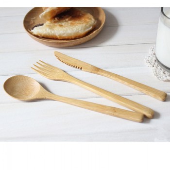 AIRCHR NEW ARRIVAL Bamboo Tableware 30pcs(10 set) 100% Natural Bamboo Spoon Fork Knife Set Wooden Dinnerware