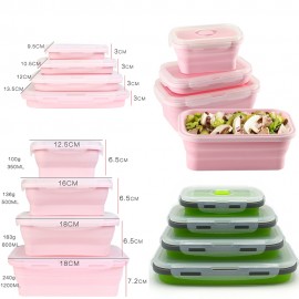 4Pcs/set Silicone Folding Bento Box Collapsible Portable Lunch Box for Food Dinnerware Food Container Bowl For Children Adult