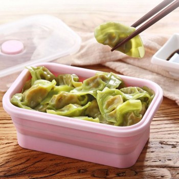 4Pcs/set Silicone Folding Bento Box Collapsible Portable Lunch Box for Food Dinnerware Food Container Bowl For Children Adult
