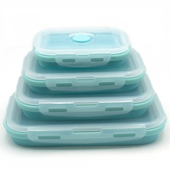 4Pcs/set Silicone Folding Bento Box Collapsible Portable Lunch Box for Food Dinnerware Food Container Bowl For Children Adult