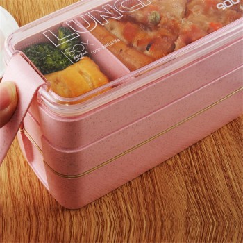 3 Layer Wheat Straw Bento Boxes 900ml Healthy Material Lunch Box  Microwave Dinnerware Food Storage Container Lunchbox