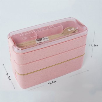 3 Layer Wheat Straw Bento Boxes 900ml Healthy Material Lunch Box  Microwave Dinnerware Food Storage Container Lunchbox