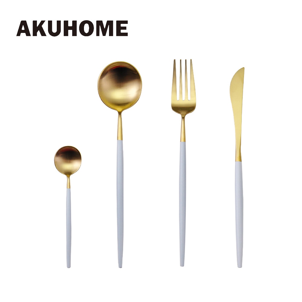 7 Colors Stainless Steel Cutlery Set Noble Fork Knife Dessert Dinnerware Tableware Gold Silver Black Coffee