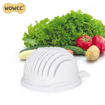 WOWCC 60 Seconds Salad Cutter Bowl Wave Shape Easy Salad of fruit Salad Bowl