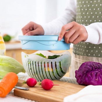 WOWCC 60 Seconds Salad Cutter Bowl Wave Shape Easy Salad of fruit Salad Bowl