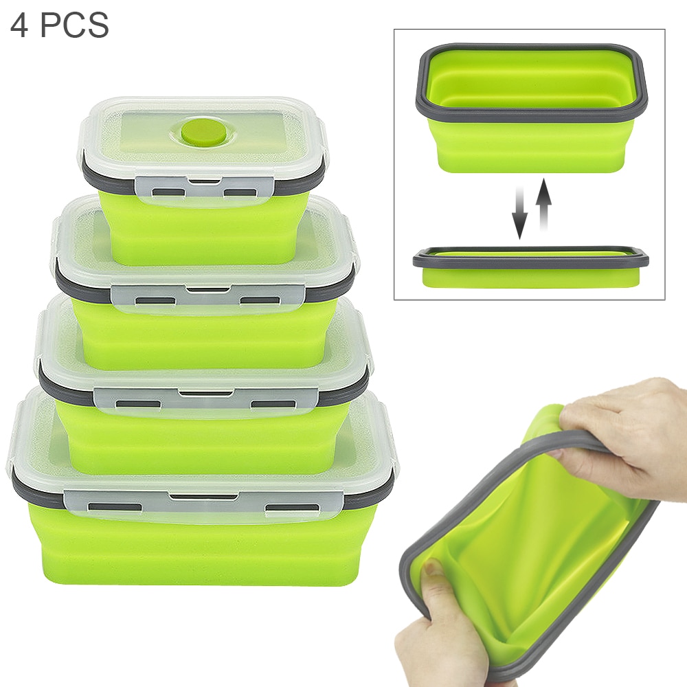1-4pcs Silicone Lunch Box Collapsible Portable Box Bowl Bento Boxes Folding Food Container 350/500/800/1200ml Eco-Friendly