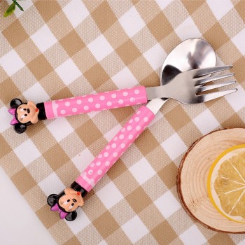 2pcs/set Cartoon Mickey Dinnerware set Tea Coffee Teaspoons Soup Ladle Kids Stainless Steel Tableware 2B