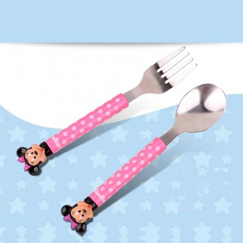 2pcs/set Cartoon Mickey Dinnerware set Tea Coffee Teaspoons Soup Ladle Kids Stainless Steel Tableware 2B
