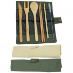 6PC Portable Dinnerware Set Japanese Bamboo Cutlery Fork Knife Spoon chopsticks Travel Teaspoon Spoon Straw Kitchen Tableware