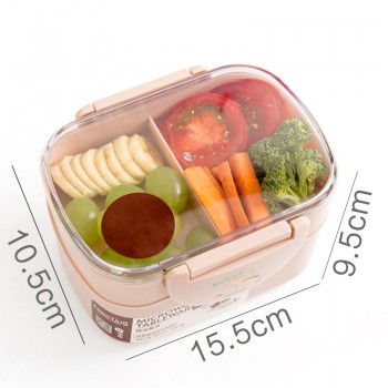 TUUTH Lunch Box Plastic Microwave Portable Double Layer Food Container Fruit Storage For Picnic School Office Workers