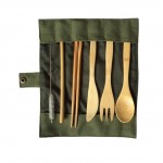 6Pcs/set Japanese Wooden Dinnerware Set Cutlery Set Bamboo Fork Knife With Cloth Bag Kitchen Tools picnic travel camping outdoor